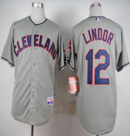 Indians #12 Francisco Lindor Grey Cool Base Stitched MLB Jersey